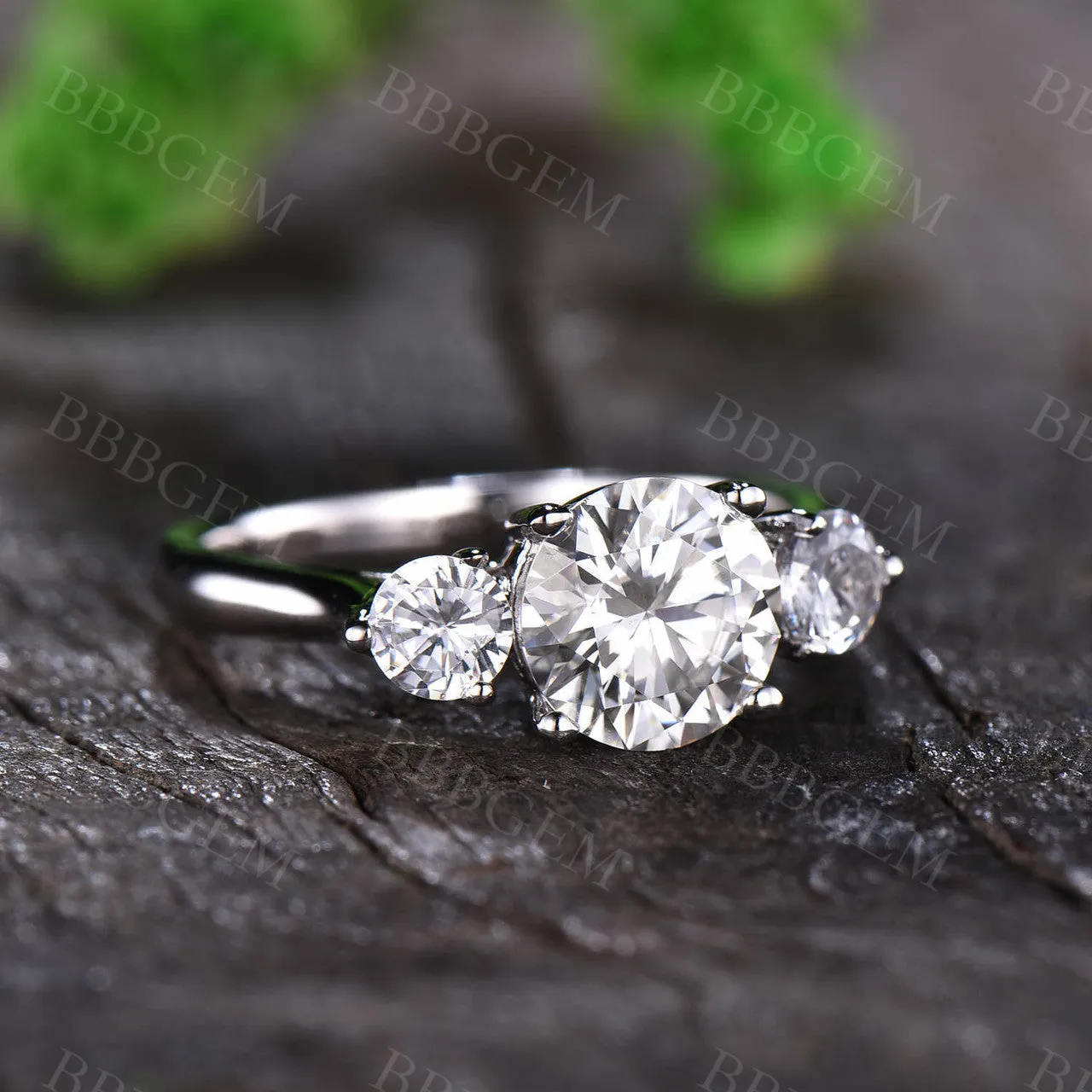 1.5CT Round Cut Moissanite Engagement Ring Three Stone Ring Anniversary Promise Ring