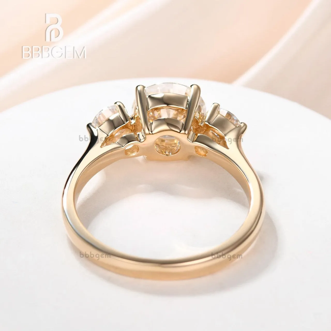 1.5CT Round Cut Moissanite Engagement Ring Three Stone Ring Anniversary Promise Ring