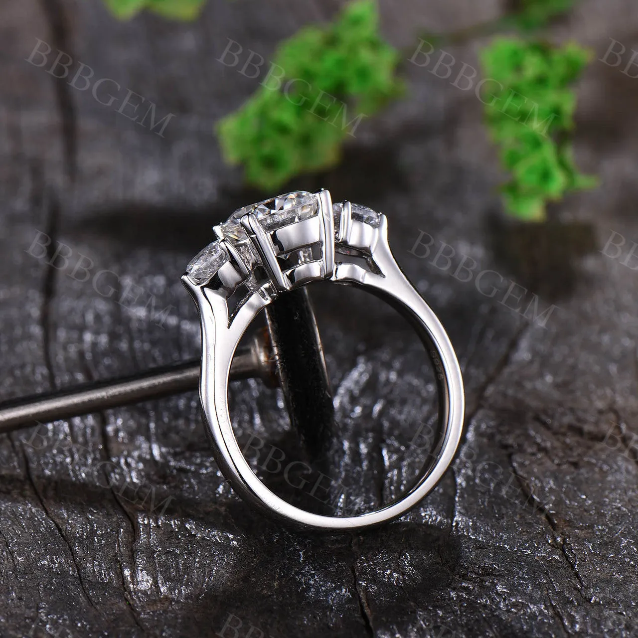 1.5CT Round Cut Moissanite Engagement Ring Three Stone Ring Anniversary Promise Ring
