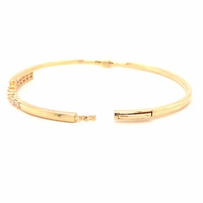 18K Baguette and Round Diamond Bangle Yellow Gold