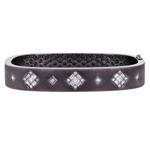 18k Black Gold Brushed 1.25ctw Diamond Modern Square Bangle Bracelet