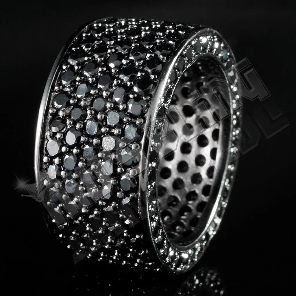 18K Black Gold Iced Eternity Wedding Ring