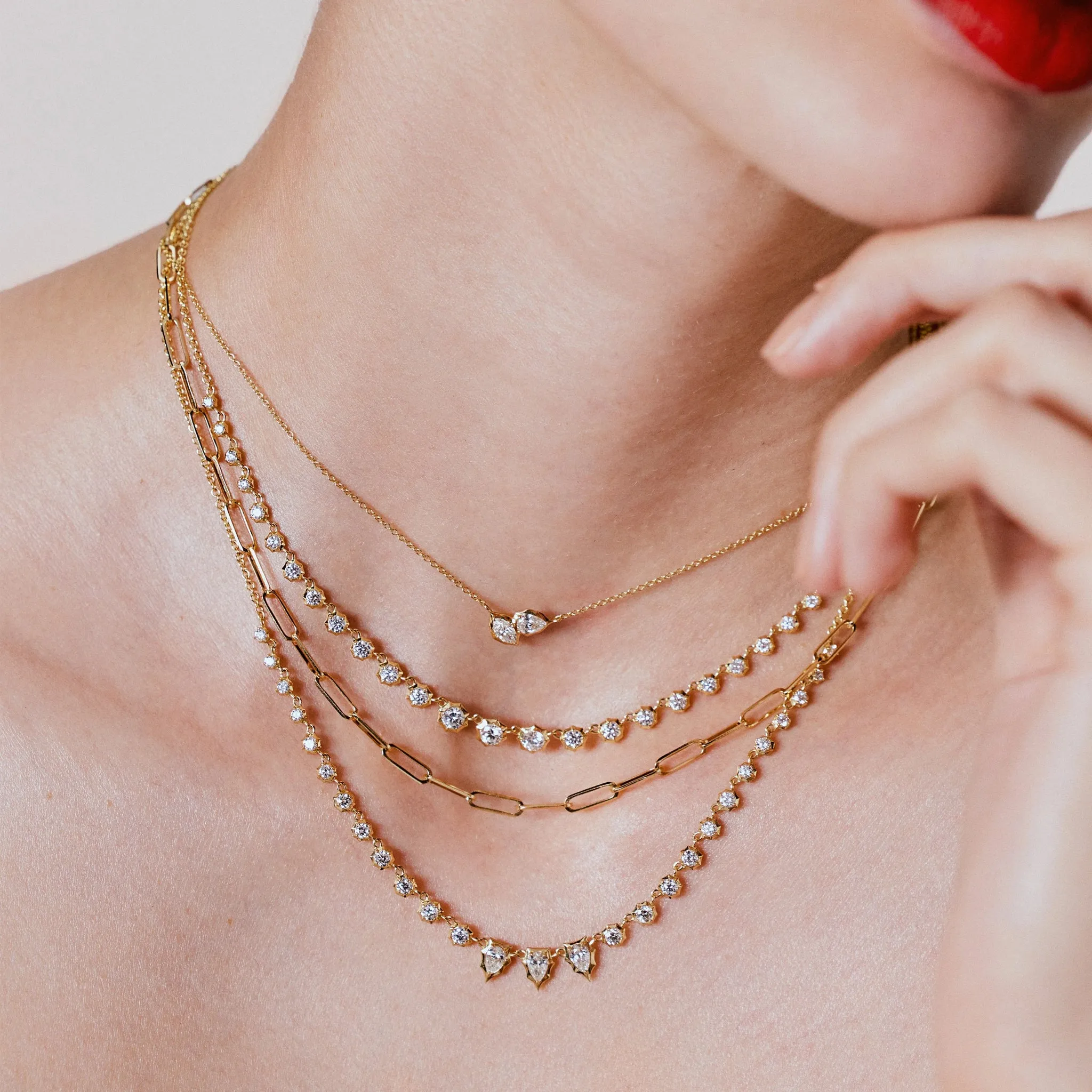 18K Gold "Poppy" Two-Stone Diamond Necklace