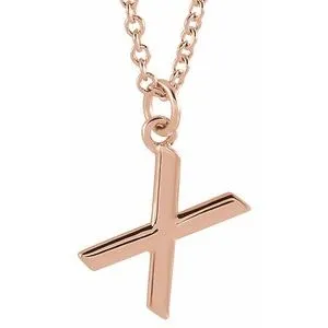 18K Rose Gold-Plated Sterling Silver Initial X  Dangle 16" Necklace