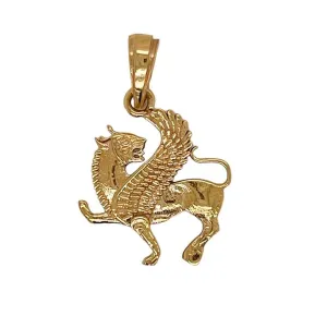 18k Solid Yellow Gold Shirdal Persian Griffin Dragon Persepolis Symbol Achaemenid Two Sided Pendant 2.8 gr