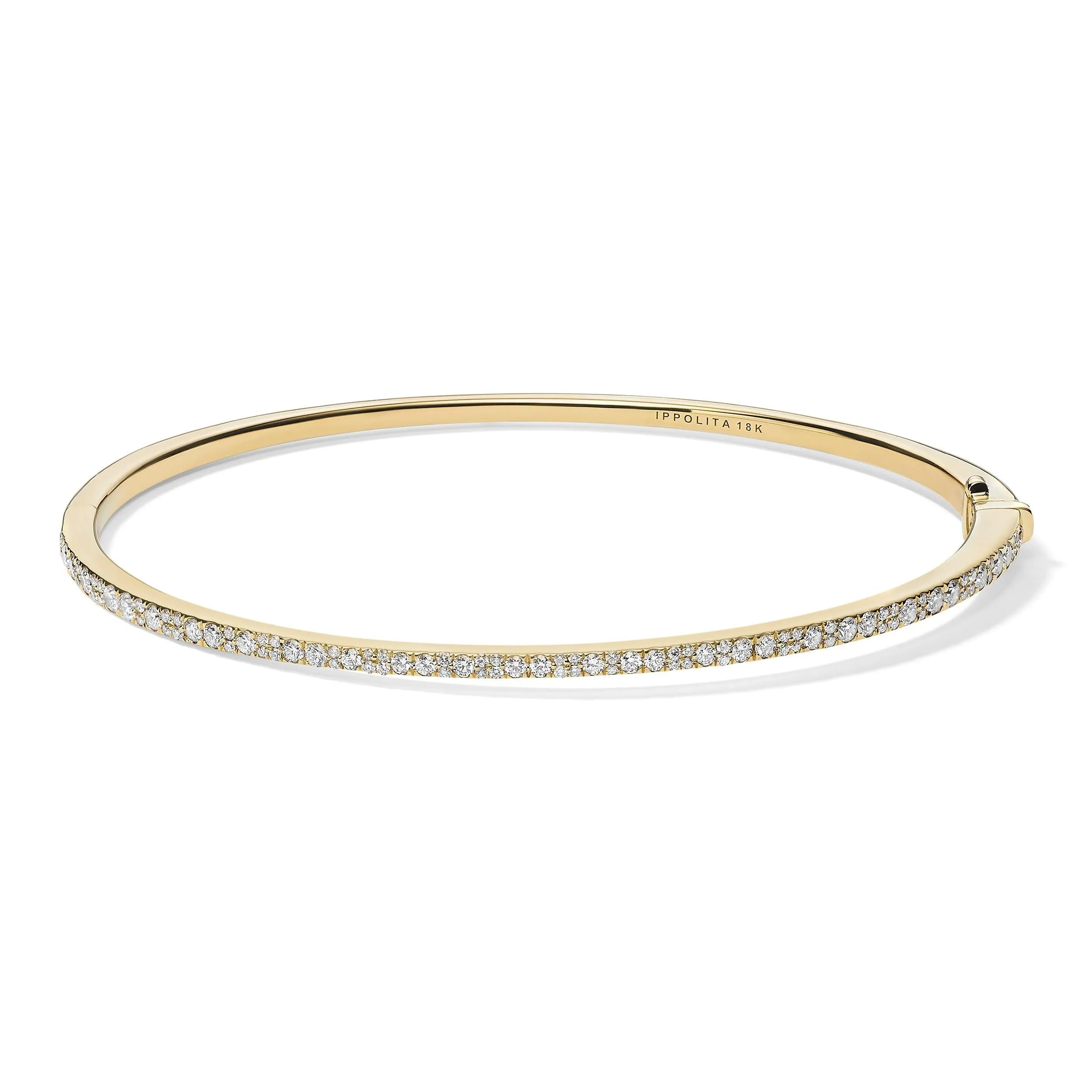 18K Stardust Mixed Pavé Skinny Hinged Bangle with Diamonds