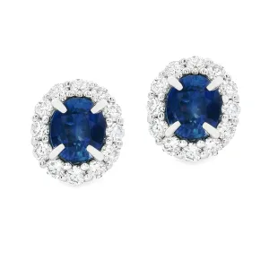 18k White Gold Diamond & Sapphire Earrings