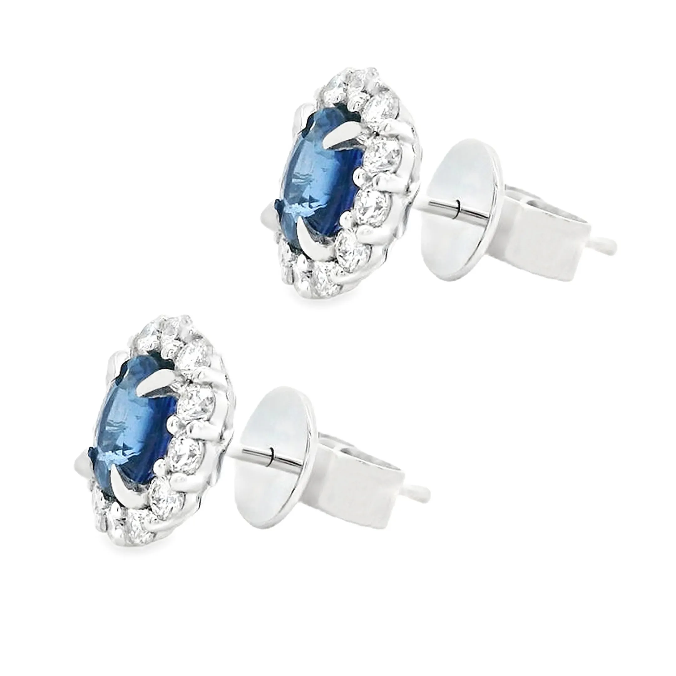 18k White Gold Diamond & Sapphire Earrings