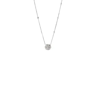 18k White Gold Diamond Cluster Necklace with Diamonds by the Inch Chain