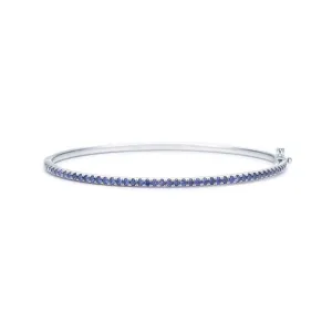 18K White Gold Kwiat Stackable Slim Bangle with Sapphires