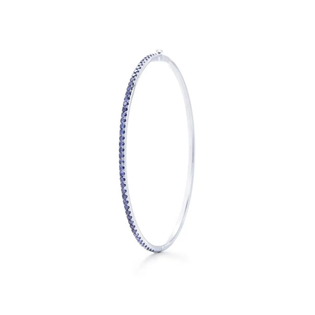 18K White Gold Kwiat Stackable Slim Bangle with Sapphires