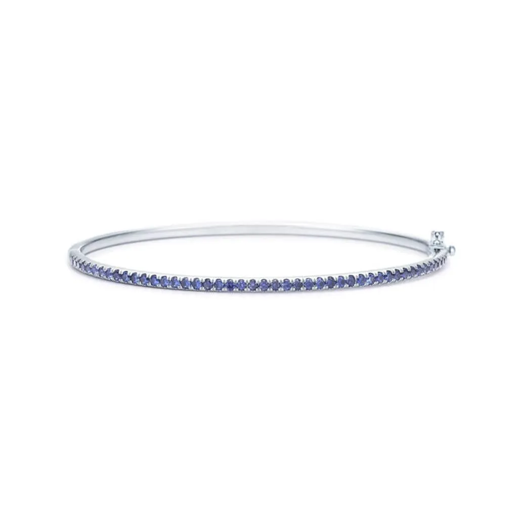 18K White Gold Kwiat Stackable Slim Bangle with Sapphires