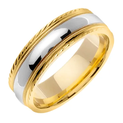 18K White or Yellow/White Milgrain Edge Ring Band