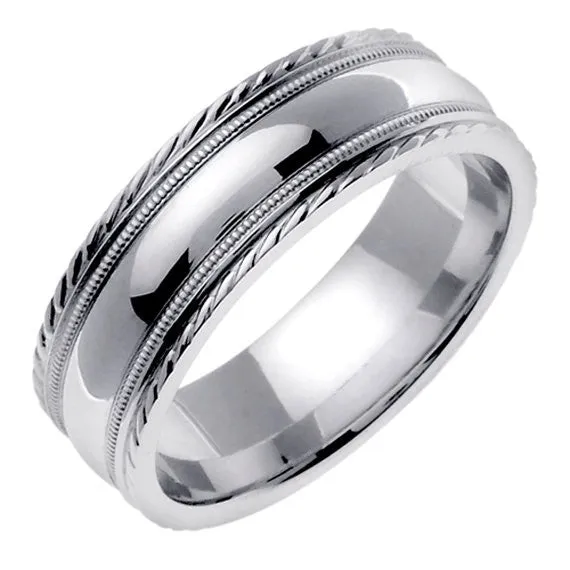 18K White or Yellow/White Milgrain Edge Ring Band