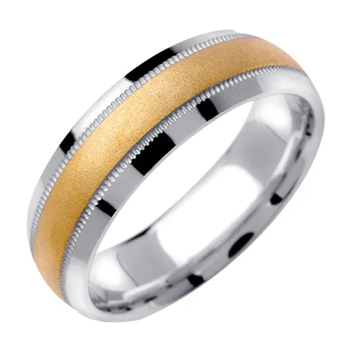 18K Yellow and White gold Milgrain Ring