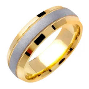 18K Yellow and White gold Milgrain Ring