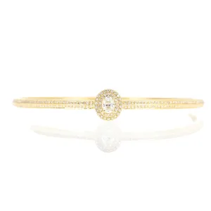 18K Yellow Gold 0.62 Carat Diamond Oval Pave Bangle