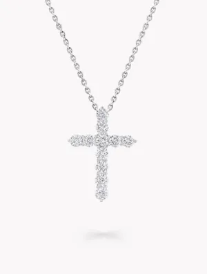 18kt White Gold Large Diamond Cross Pendant Necklace, 2.75TCW
