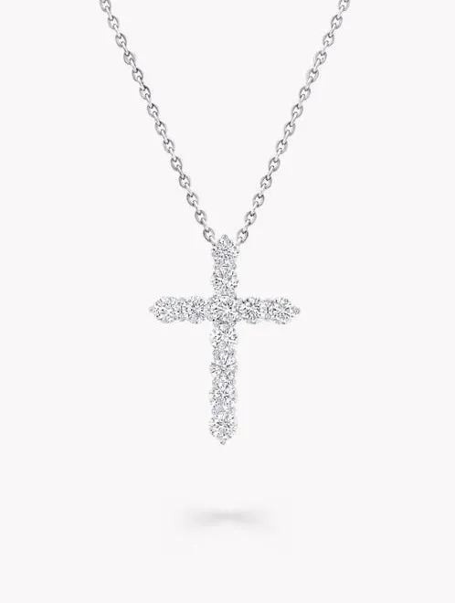 18kt White Gold Large Diamond Cross Pendant Necklace, 2.75TCW