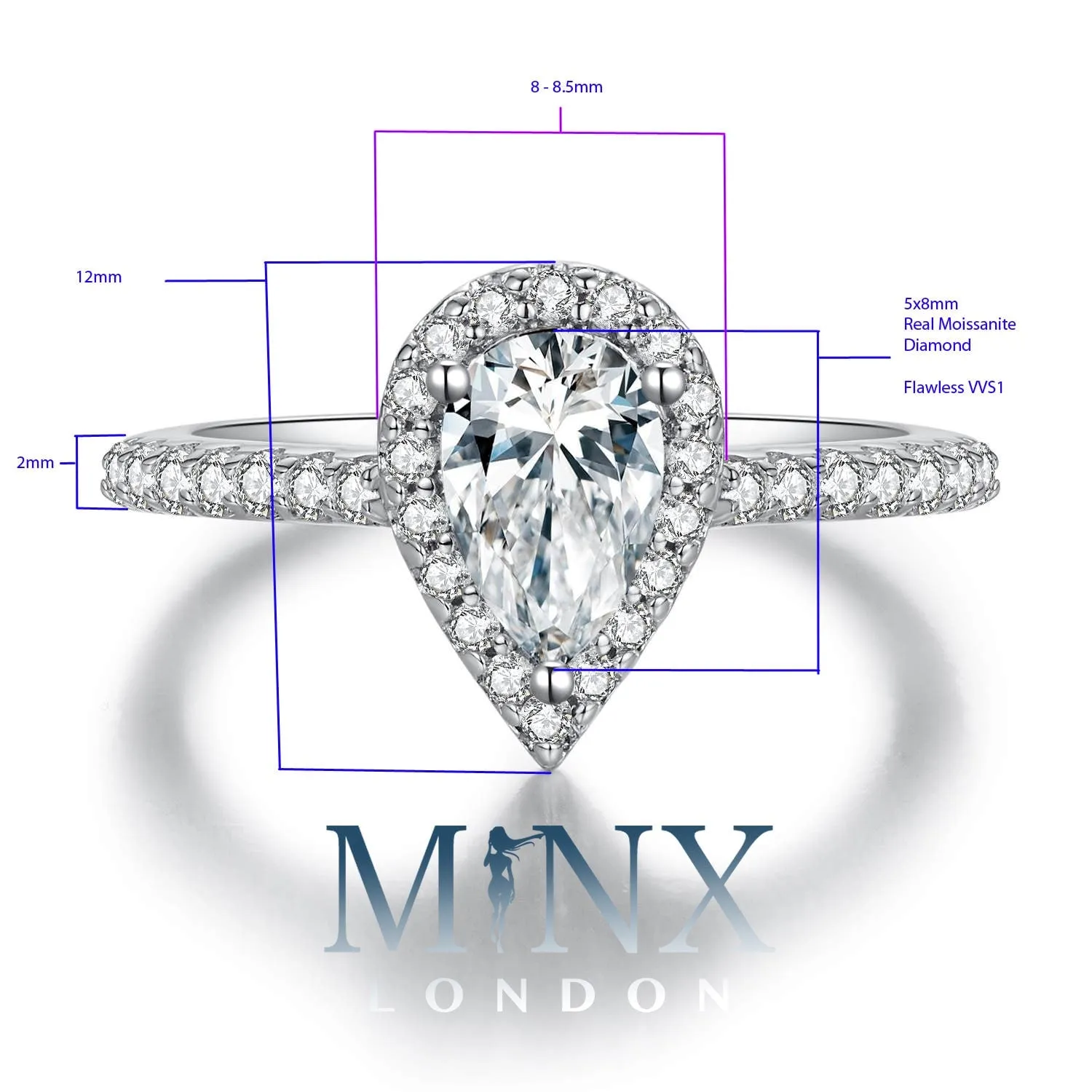 1ct | Engagement Ring | Teardrop Engagement Ring | Womens Wedding Ring | Moissanite Ring | Moissanite Engagement Ring | Pear Engagement Ring