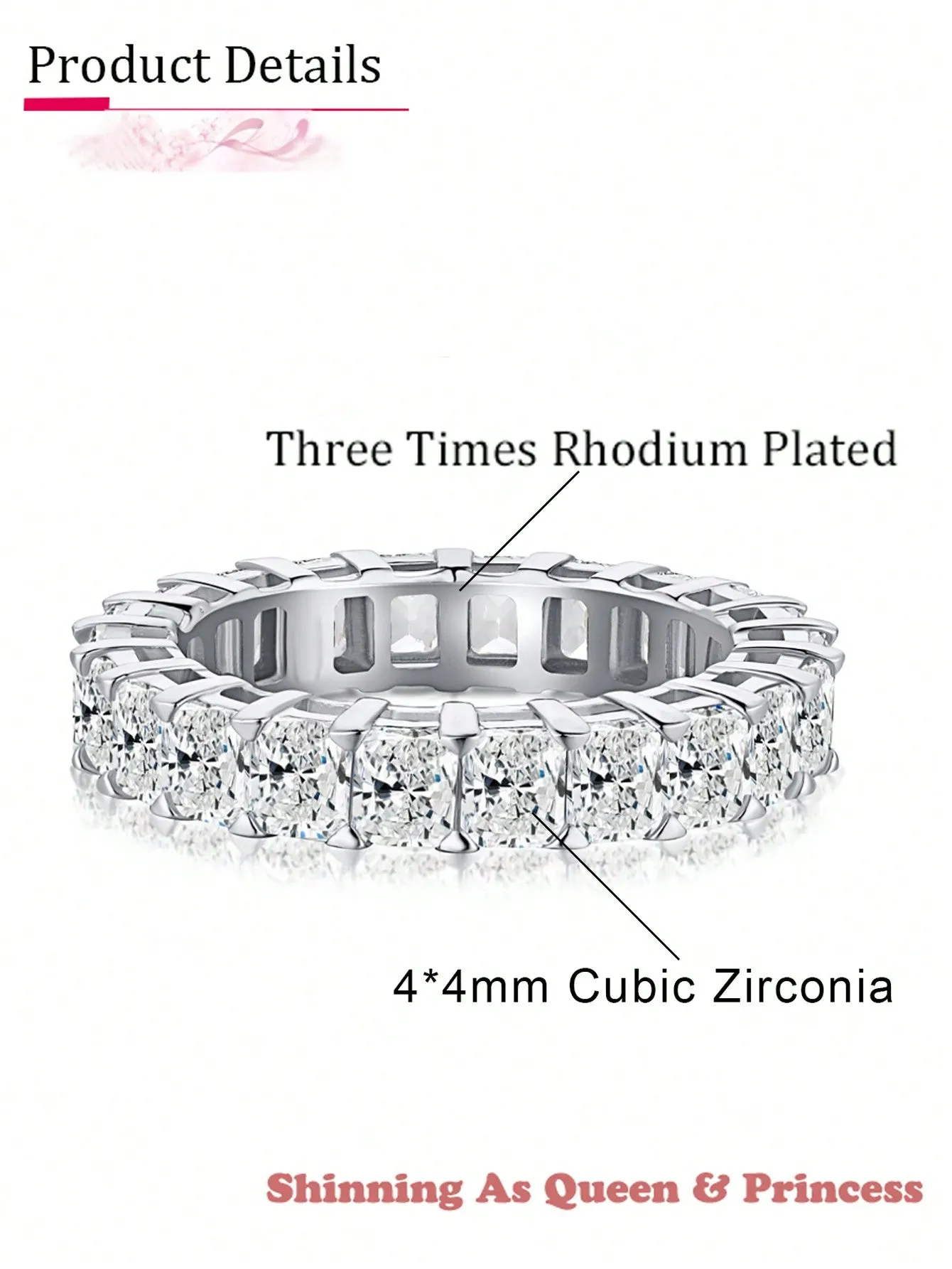 1Pcs Square Zirconia Wedding Rings