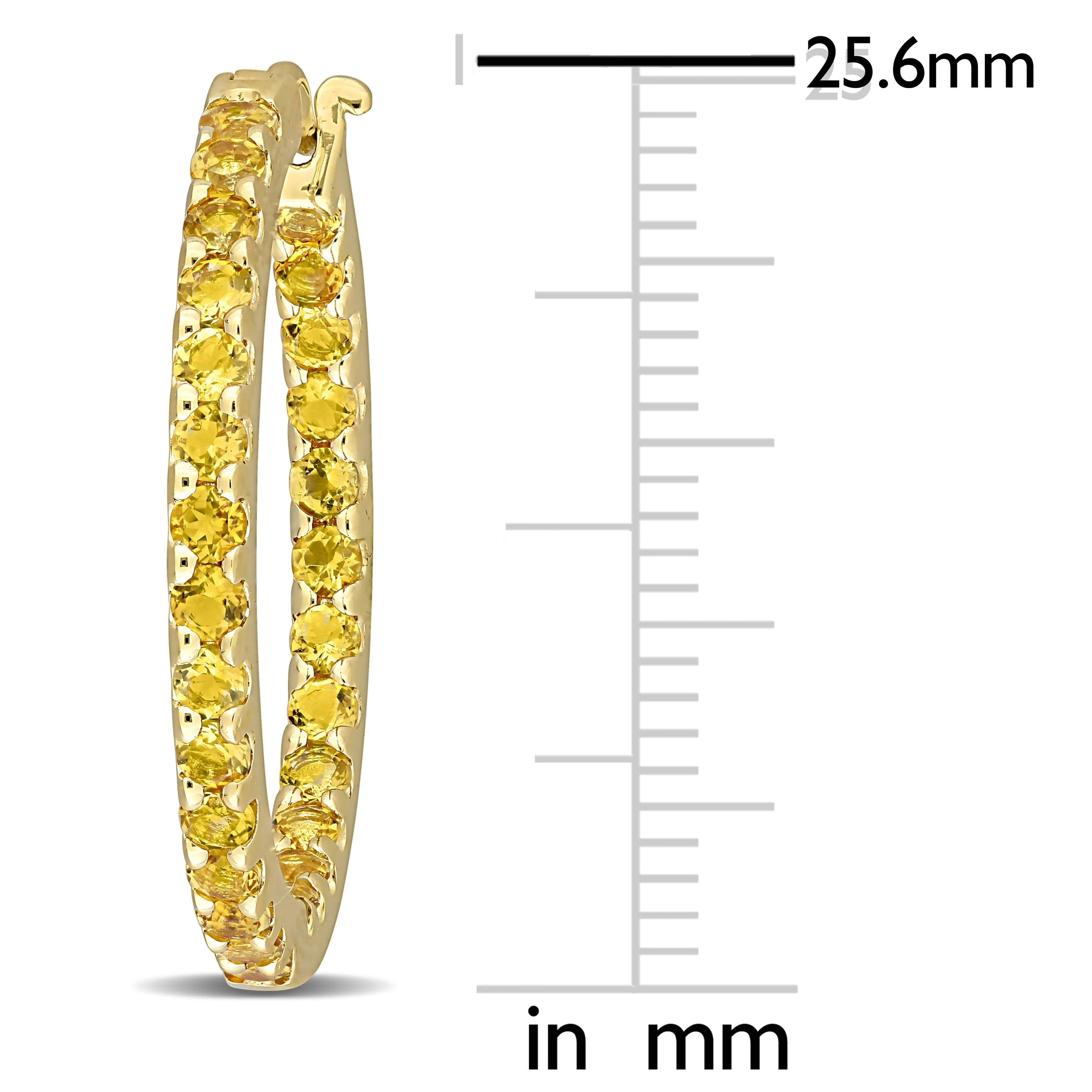 2 1/4 CT TGW Citrine Hoop Earrings 10k Yellow Gold