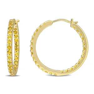 2 1/4 CT TGW Citrine Hoop Earrings 10k Yellow Gold