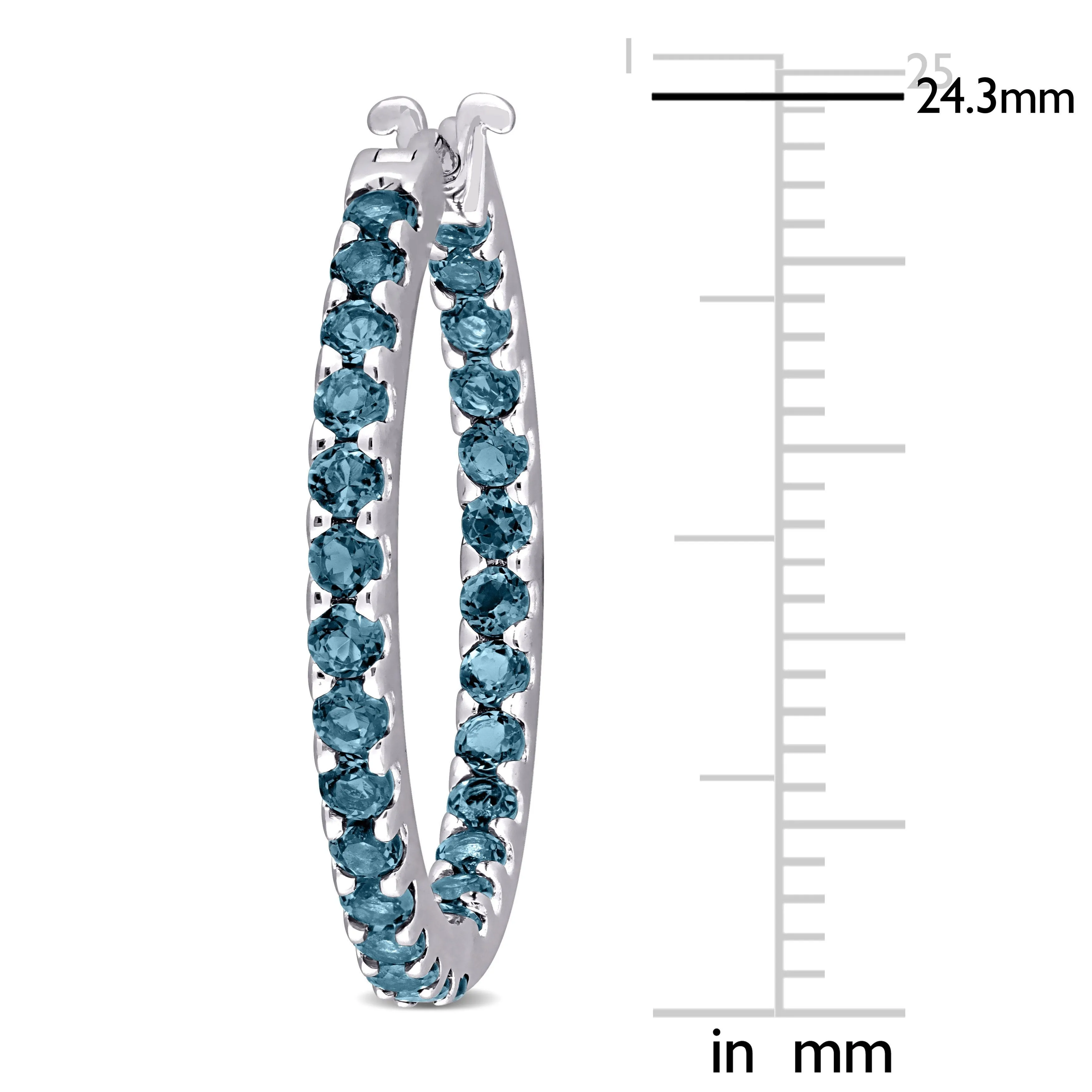 2 4/5 CT TGW Blue Topaz - London Hoop Earrings 10k White Gold