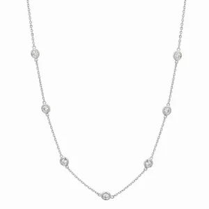 2 POINTER DIAMOND HALF WAY AROUND NECKLACE 14K WHITE GOLD (0.15 CTW)