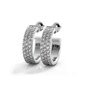 2.0 ctw. Classic Triple Row Pave Diamond Hoop Earrings