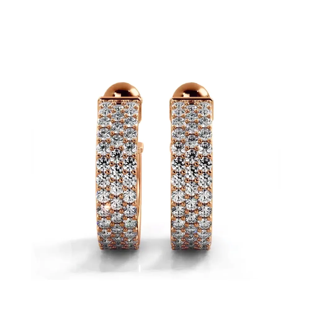 2.0 ctw. Classic Triple Row Pave Diamond Hoop Earrings
