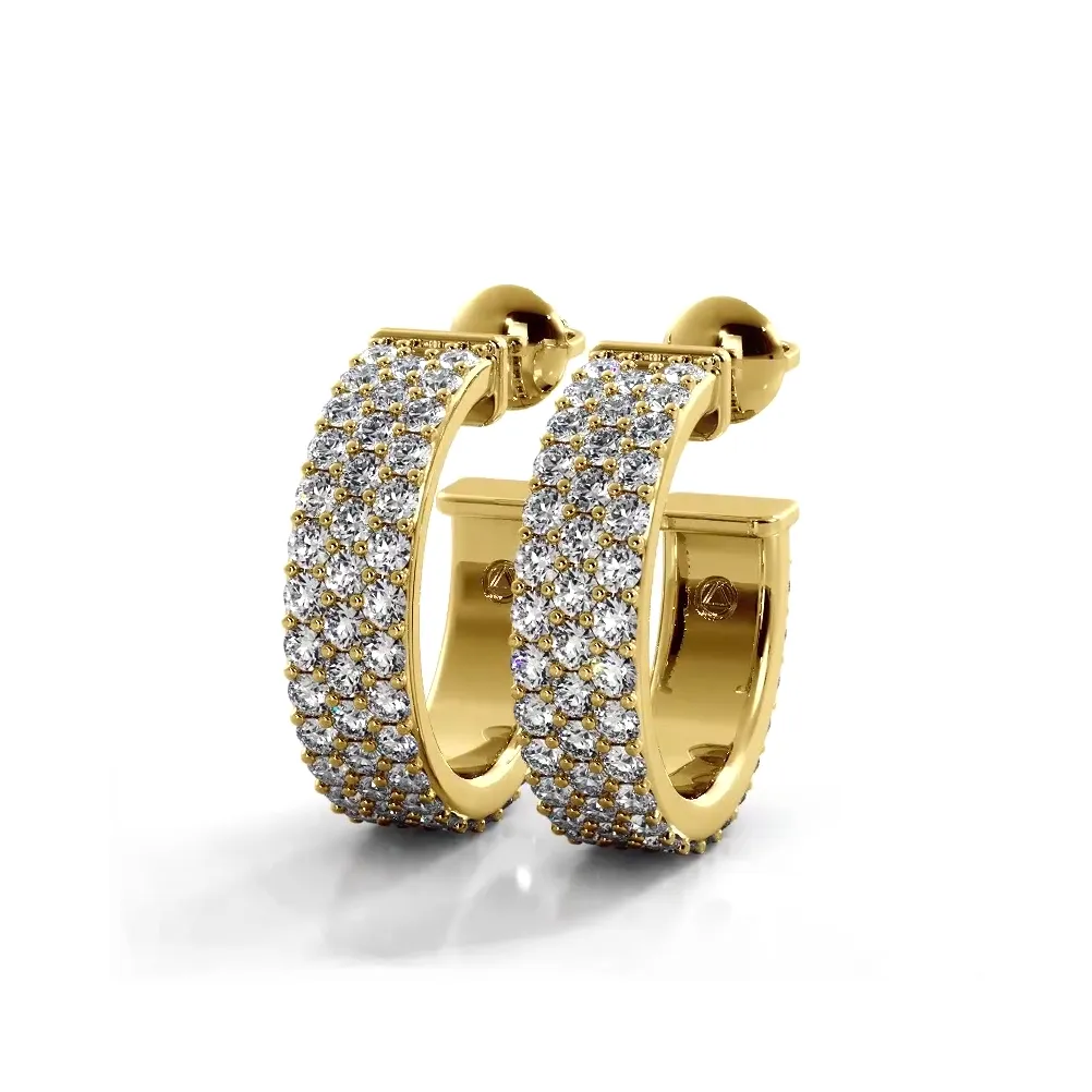 2.0 ctw. Classic Triple Row Pave Diamond Hoop Earrings