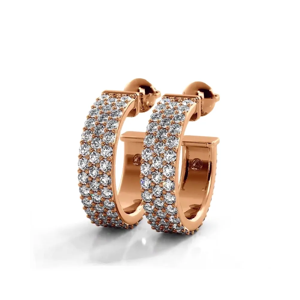 2.0 ctw. Classic Triple Row Pave Diamond Hoop Earrings
