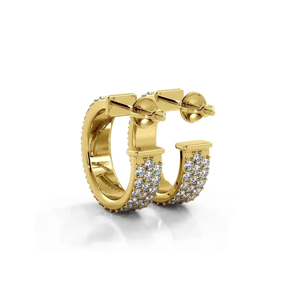 2.0 ctw. Classic Triple Row Pave Diamond Hoop Earrings