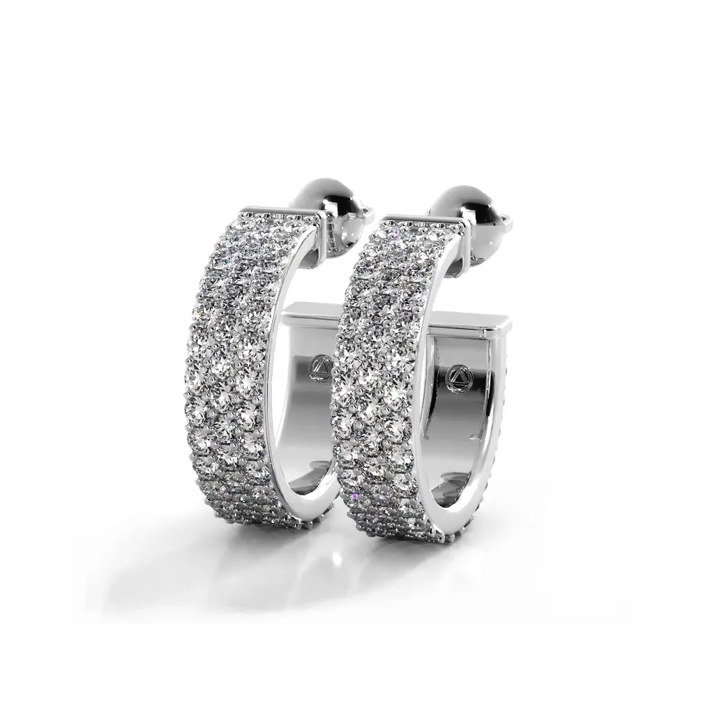 2.0 ctw. Classic Triple Row Pave Diamond Hoop Earrings