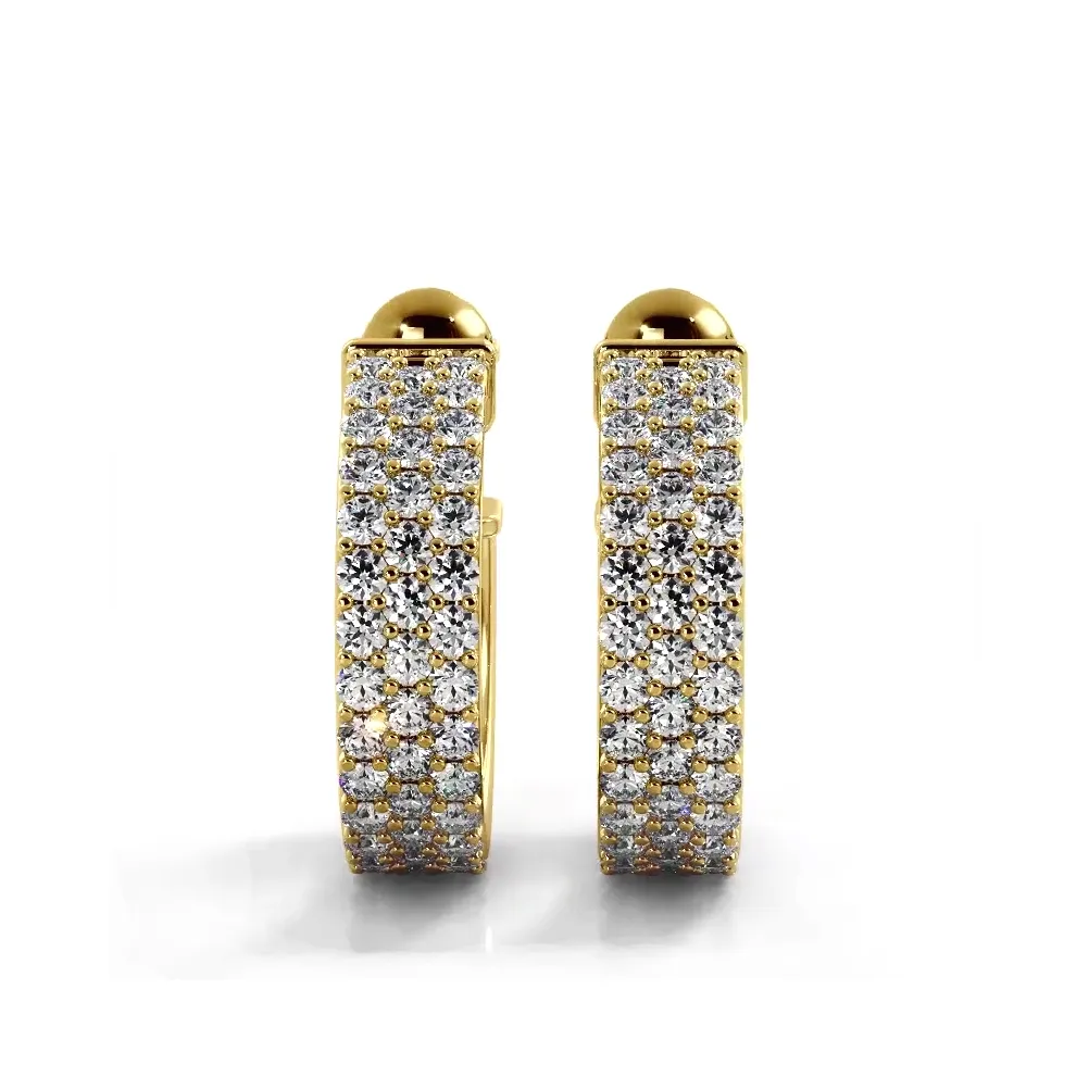 2.0 ctw. Classic Triple Row Pave Diamond Hoop Earrings