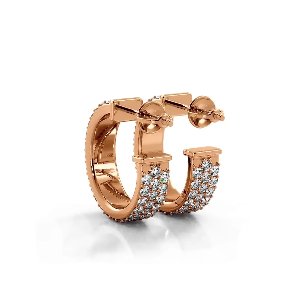 2.0 ctw. Classic Triple Row Pave Diamond Hoop Earrings