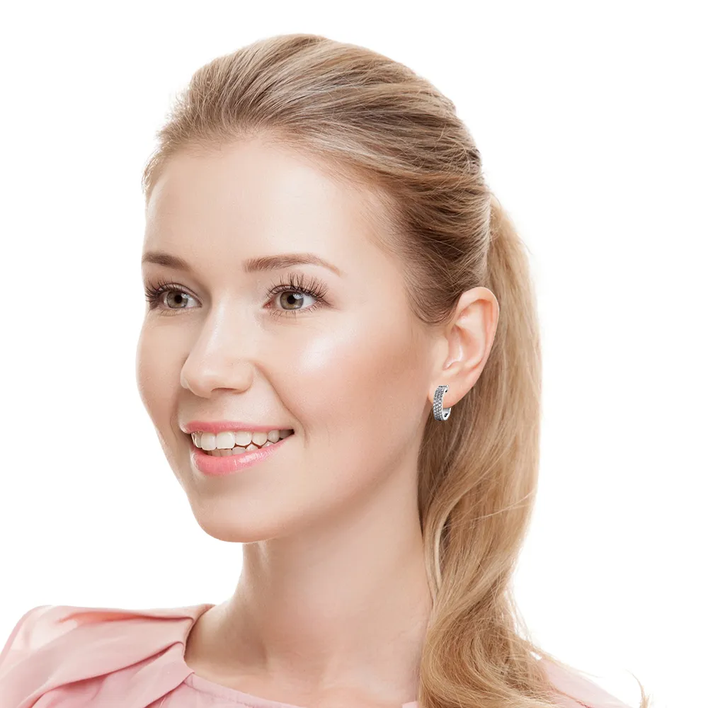 2.0 ctw. Classic Triple Row Pave Diamond Hoop Earrings
