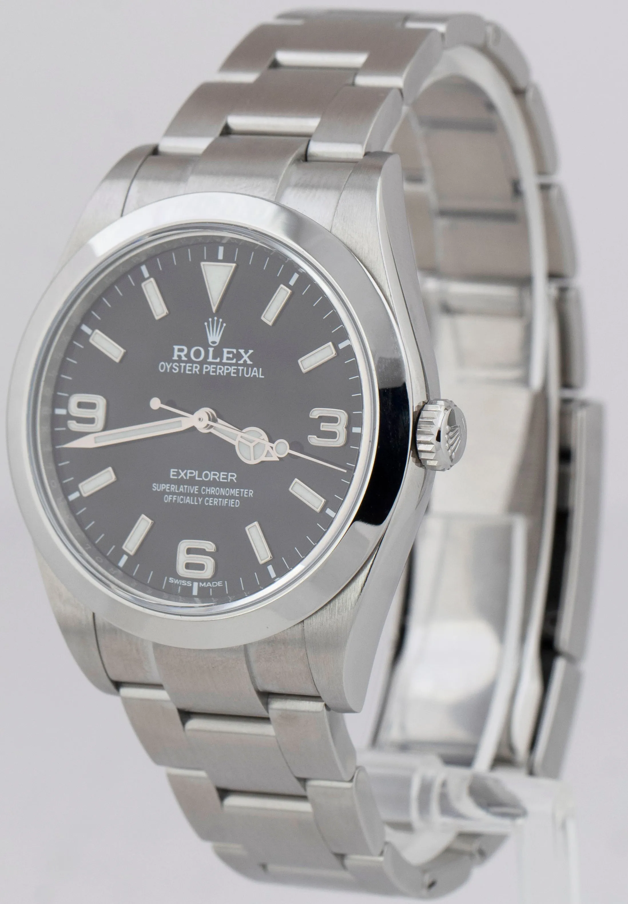 2019 PAPERS Rolex Explorer I Black 3-6-9 FULL LUME MK2 39mm 214270 Watch B P