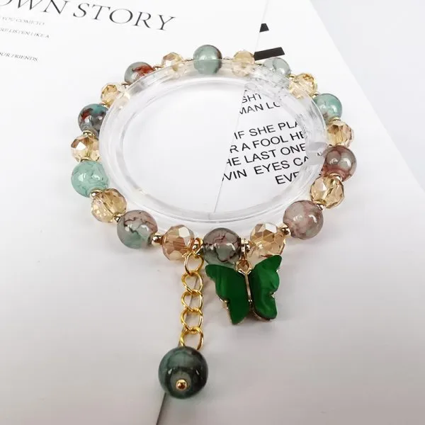2022 New Korean Flowers Daisy Bracelets Bohemian Colorful Crystal Beaded Bracelet Handmade Elastic Rope Women Pulseira Jewelry