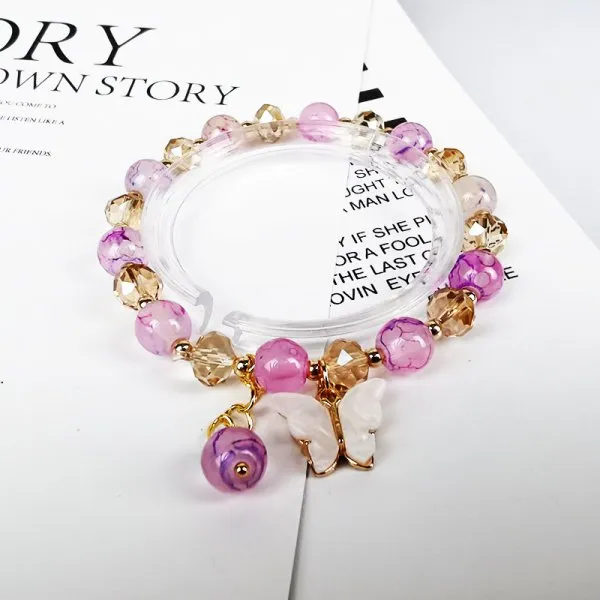 2022 New Korean Flowers Daisy Bracelets Bohemian Colorful Crystal Beaded Bracelet Handmade Elastic Rope Women Pulseira Jewelry