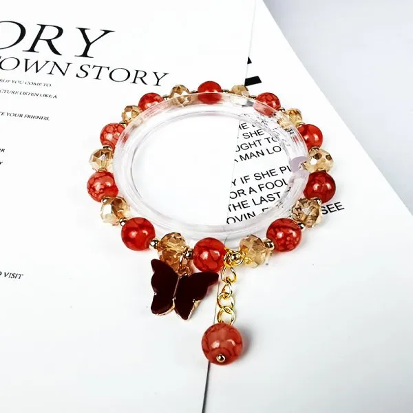 2022 New Korean Flowers Daisy Bracelets Bohemian Colorful Crystal Beaded Bracelet Handmade Elastic Rope Women Pulseira Jewelry