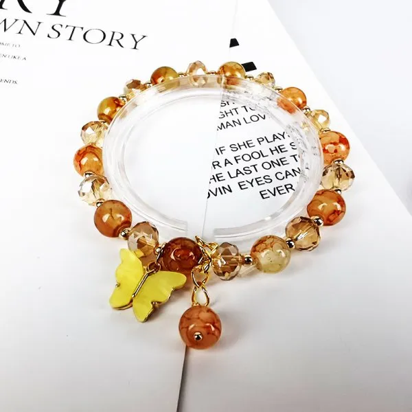 2022 New Korean Flowers Daisy Bracelets Bohemian Colorful Crystal Beaded Bracelet Handmade Elastic Rope Women Pulseira Jewelry
