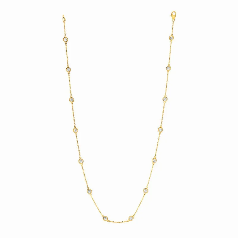 3 POINTER 14 SECTION 18″ DIAMOND NECKLACE 14K GOLD (0.5 CTW)
