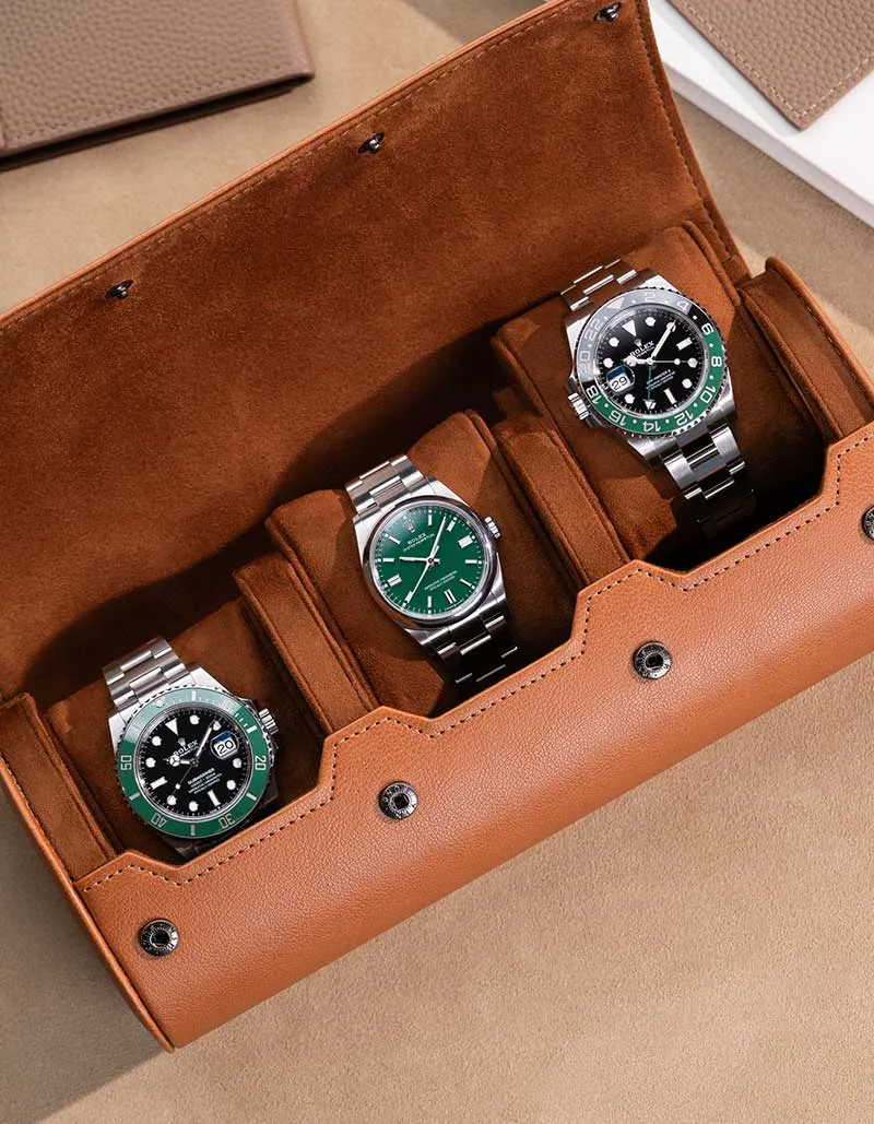 3 Slot Watch Roll - Brown