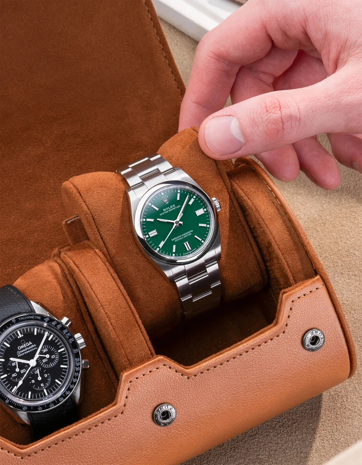 3 Slot Watch Roll - Brown