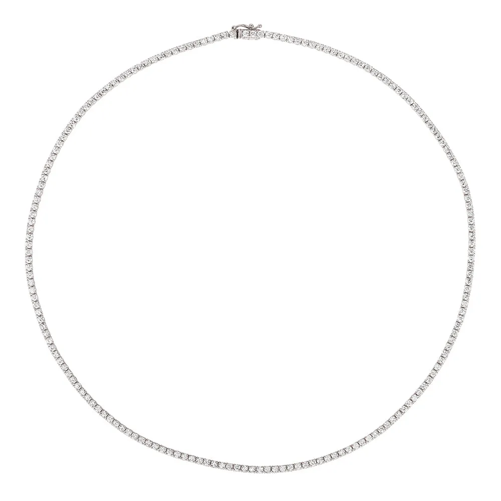 3.00 Carat Natural Diamond Tennis Necklace G SI 14K White Gold 16 inches