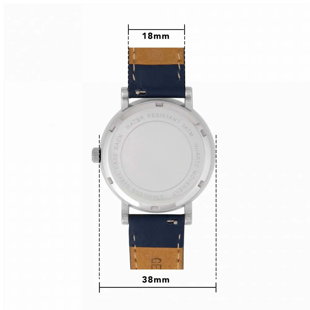 38mm Silver/Blue Watch