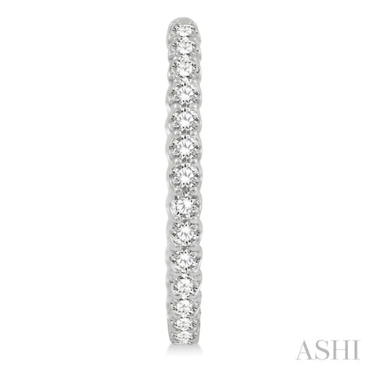 4 ctw Inside-Out Round Cut Diamond Oval Shape Hoop Earrings in 14K White Gold