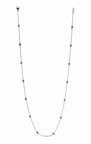 5 POINTER 14 SECTION 18″ BLUE DIAMOND NECKLACE 14K GOLD (0.75 CTW)